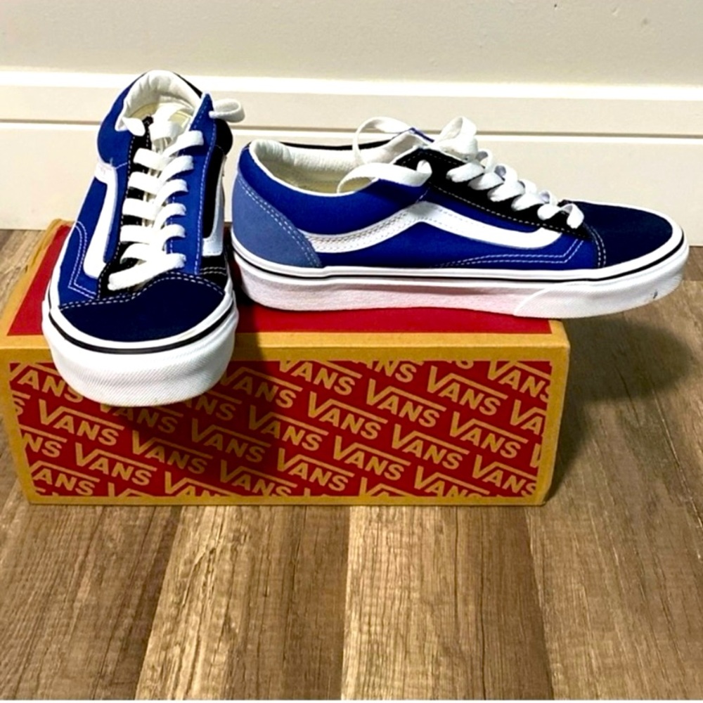 Vans Classic Blue and White Low-Top Sneakers